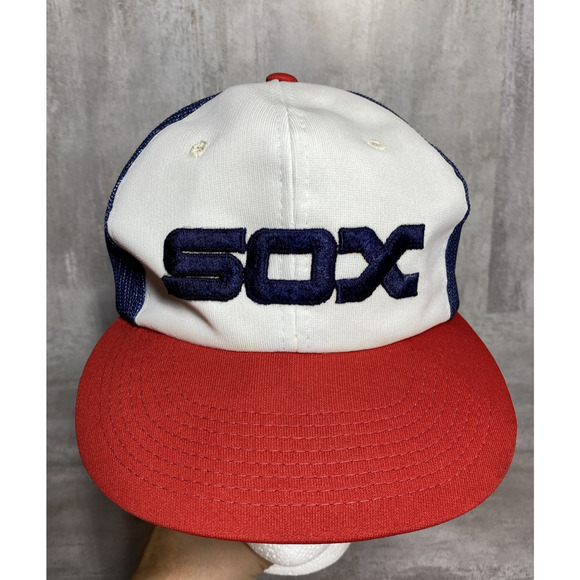 VINTAGE Chicago White Sox Hat Cap Snap Back Mens Red White Blue MLB Baseball 90s - Picture 6 of 12